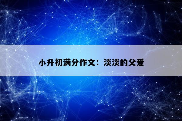 小升初满分作文：淡淡的父爱
