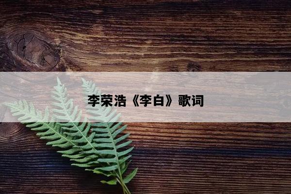 李荣浩《李白》歌词