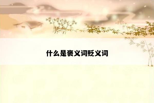 什么是褒义词贬义词