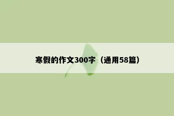 寒假的作文300字（通用58篇）