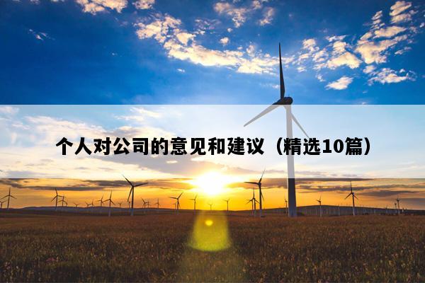个人对公司的意见和建议（精选10篇）