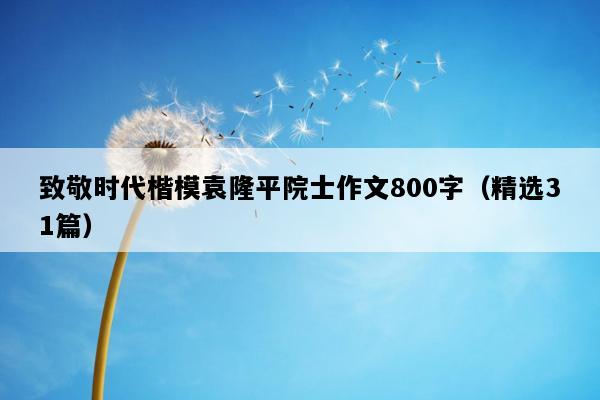 致敬时代楷模袁隆平院士作文800字（精选31篇）