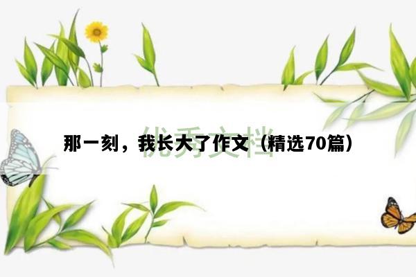 那一刻，我长大了作文（精选70篇）