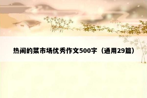 热闹的菜市场优秀作文500字（通用29篇）