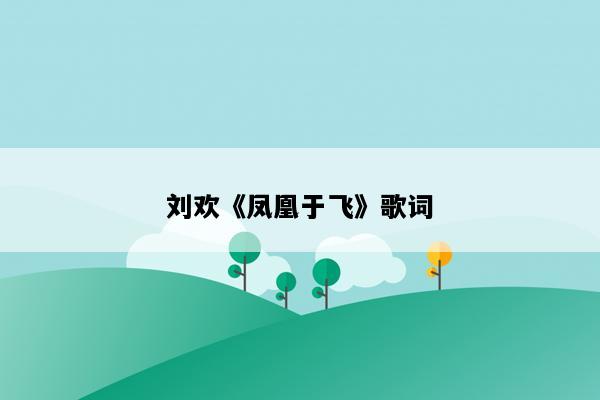 刘欢《凤凰于飞》歌词