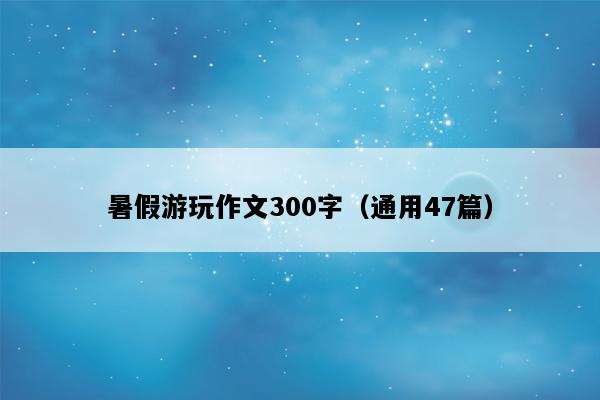 暑假游玩作文300字（通用47篇）