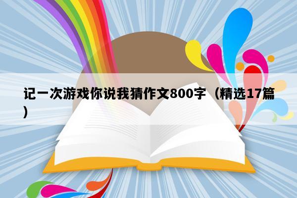 记一次游戏你说我猜作文800字（精选17篇）