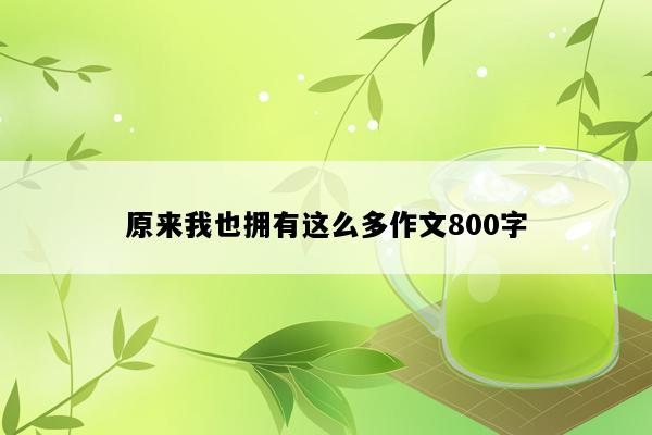 原来我也拥有这么多作文800字