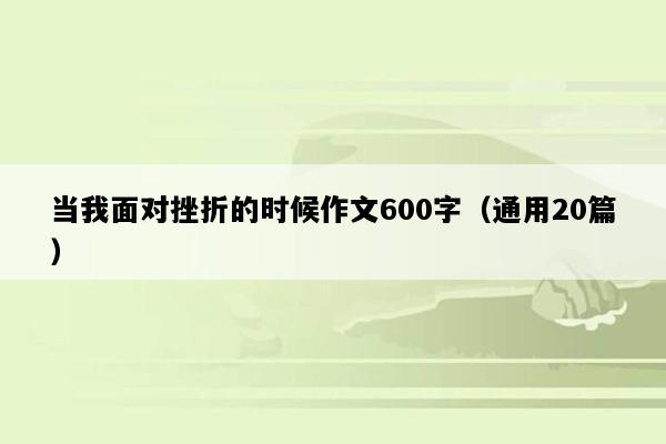 当我面对挫折的时候作文600字（通用20篇）